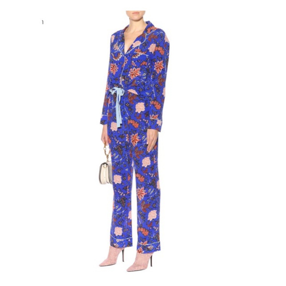 Diane Von Furstenberg Printed Silk Trousers